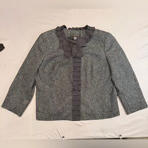 New York & Company Ruffle Blazer Crop Sleeve SZ 14 Color Black GUC